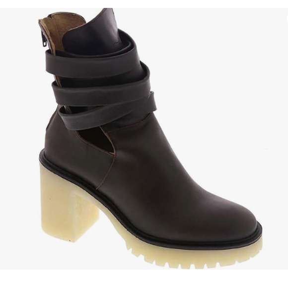 NEW Free People Women's Jesse Cutout Ankle Boots Leather Sz 39.5 Brown - Picture 1 of 13
